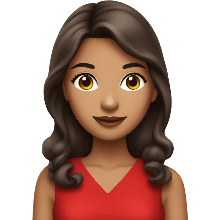 Beautiful brunette girl in a red dress emoji