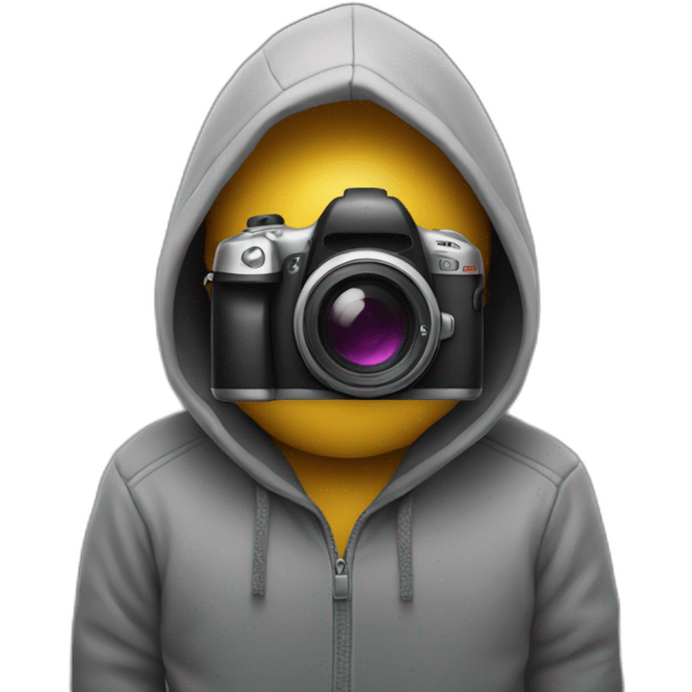 Camera wearing a hoodie emoji