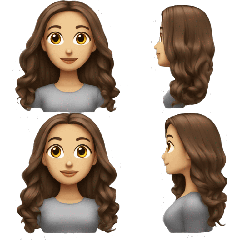 Una robot femenina cabello lacio medio largo color marrón oacuro emoji