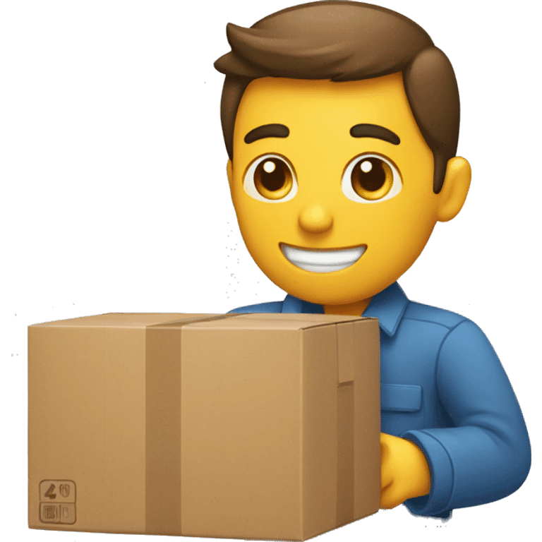 a man packing an item to a box emoji