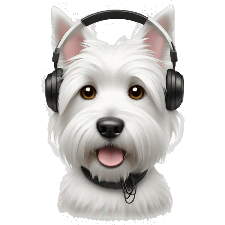 west highland white terrier with black headphone emoji