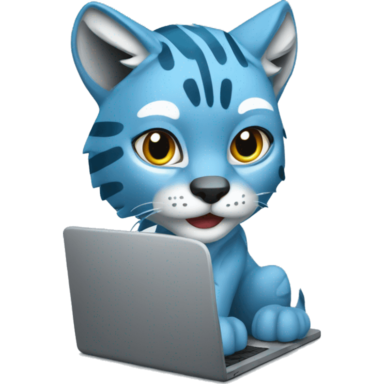 A blue lynx with a laptop emoji