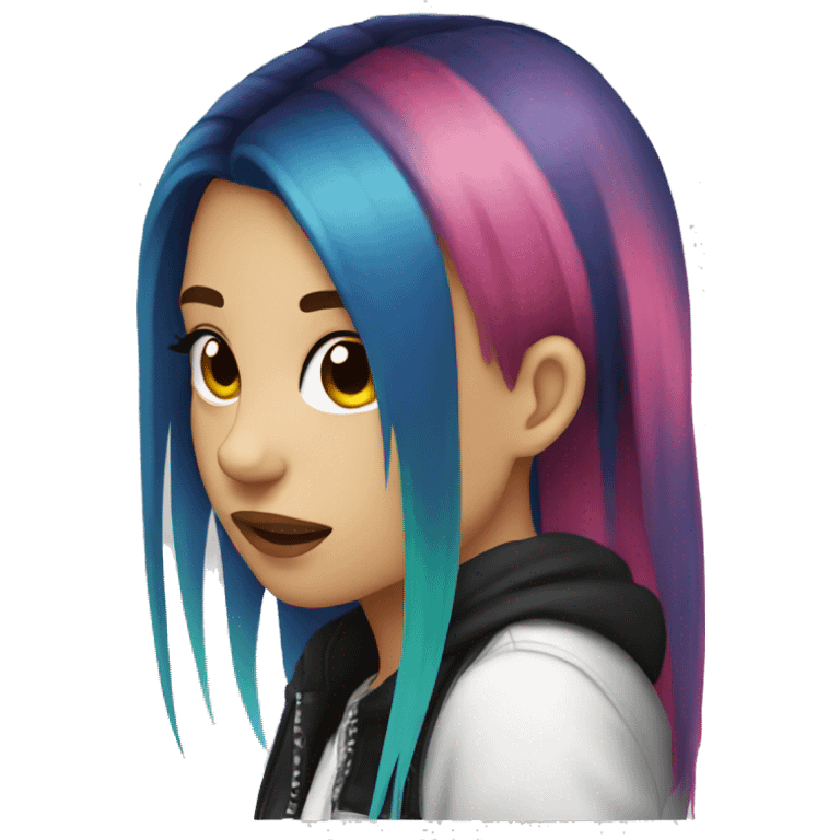 Emo girl with colorful hair emoji