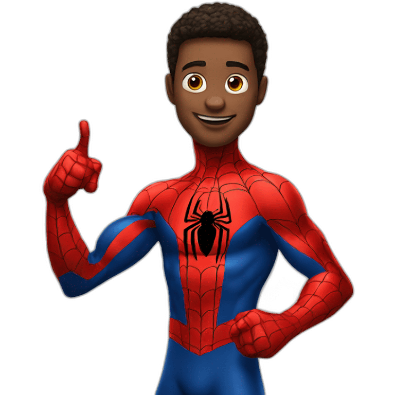 standing spiderman pointing at spiderman emoji