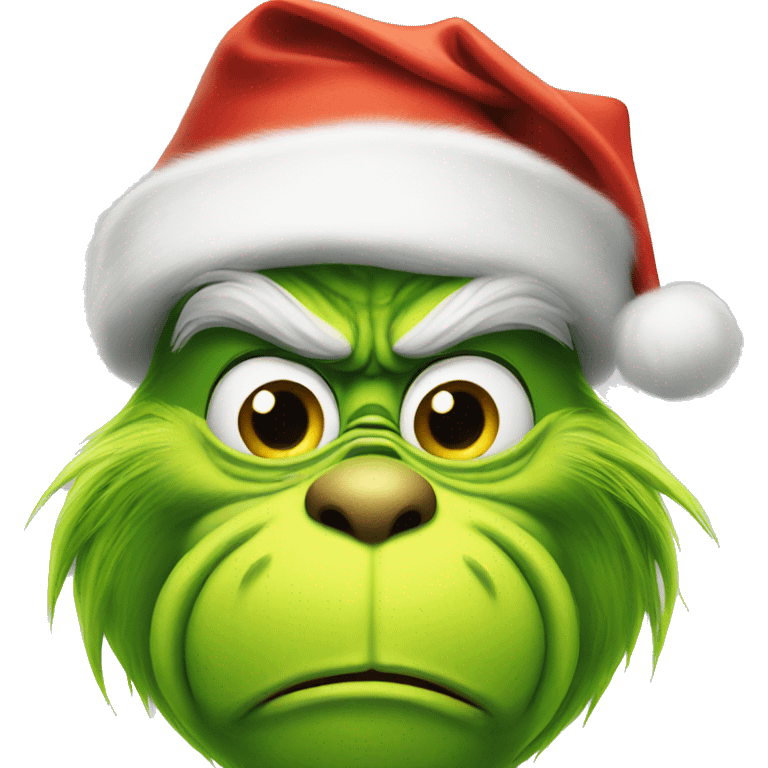 Grinch wearing Santa hat emoji