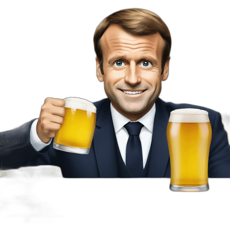 Emmanuel Macron en train de boire une bière emoji