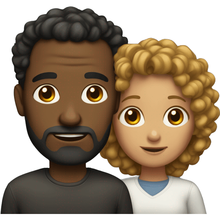 Dark Father and light curly head daughter emoji