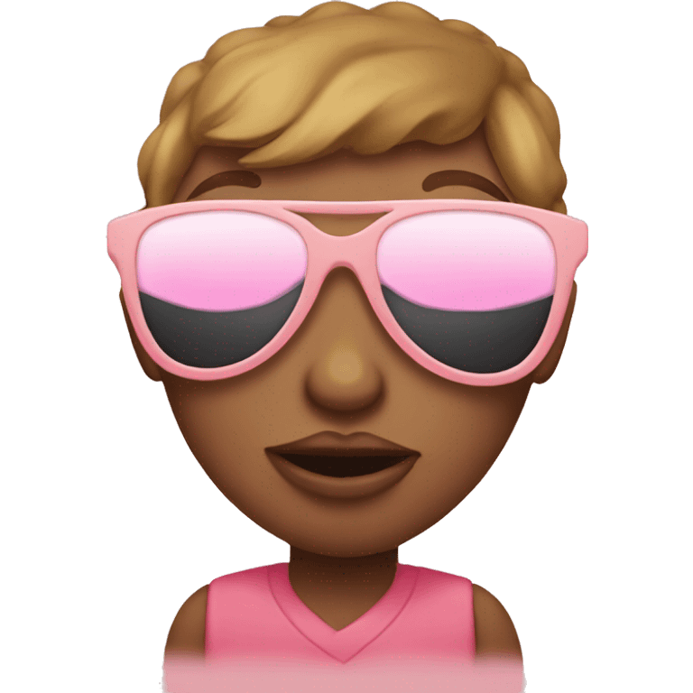 A kissy face with sunglasses and blush emoji