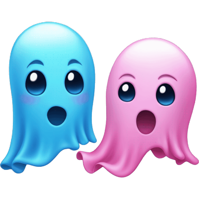 Cute pink ghost with another cute blue ghost  emoji