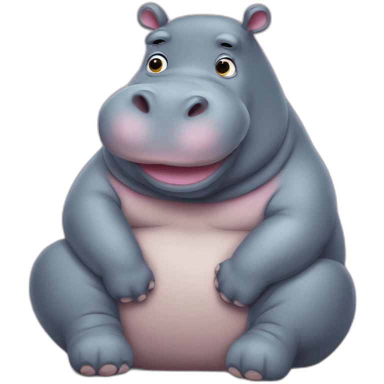 Fat hippo sitting down emoji