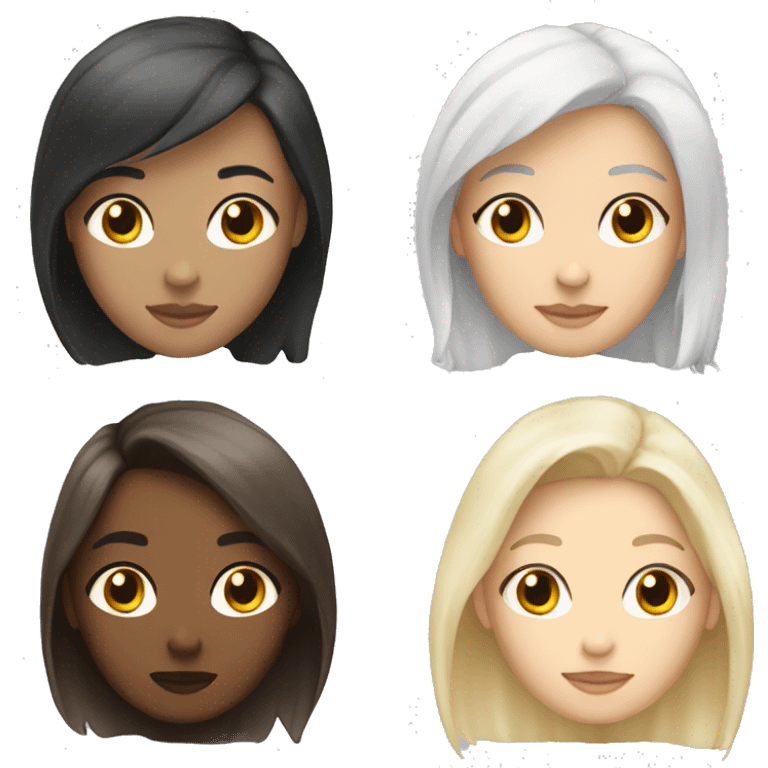 3 girls, 1 brunette, 1 platinum blonde, 1 blonde emoji