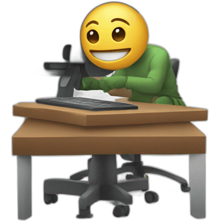 Human wokring on computer emoji