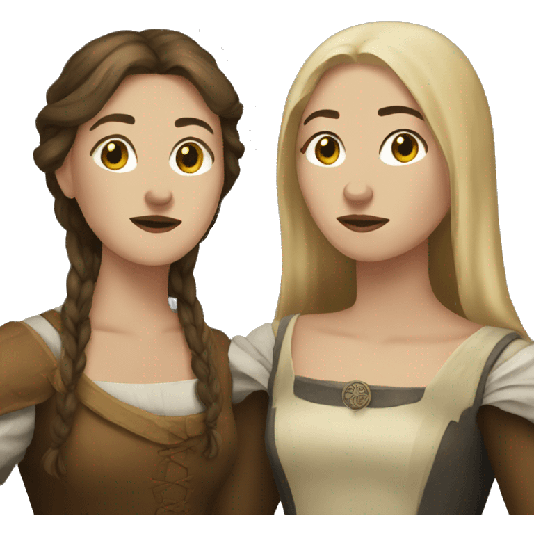 two women, aesthetic, medieval  emoji