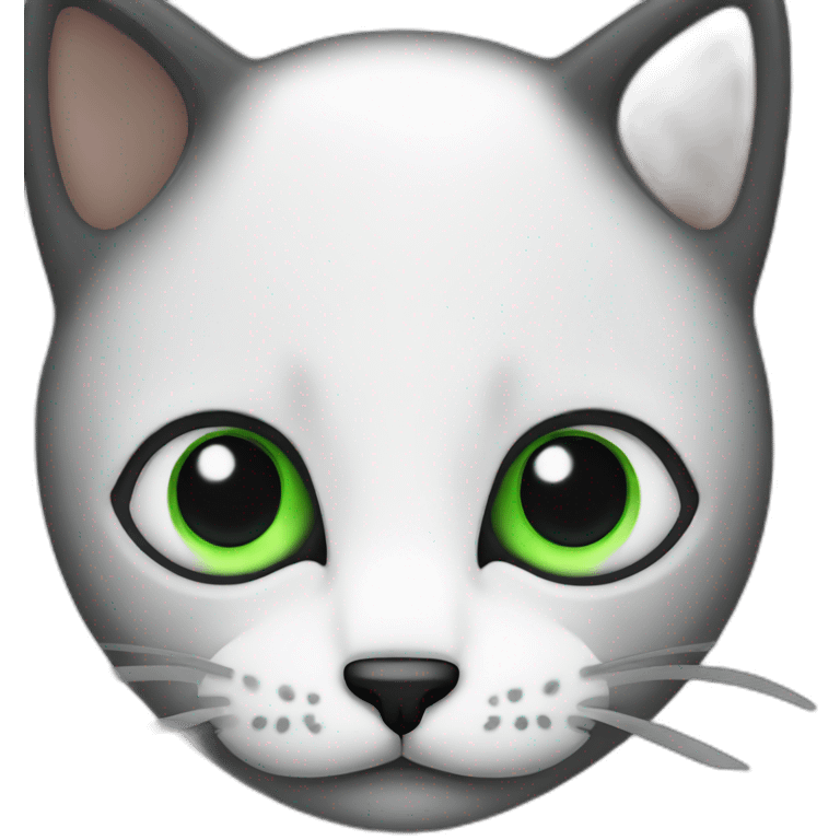 thin cat with a white face green eyes and black ears emoji