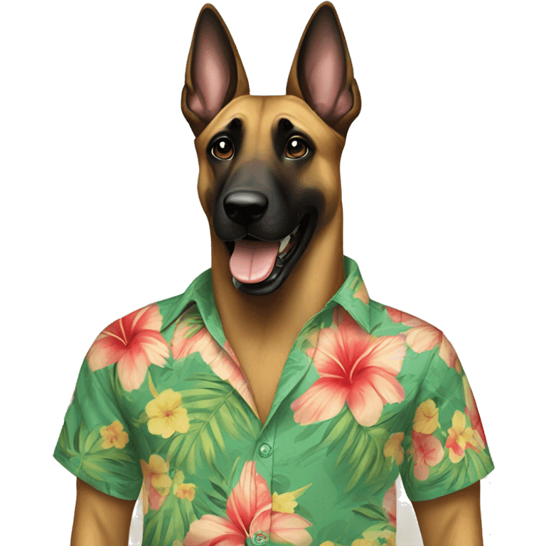 Belgian malinois wearing Hawaiian shirt  emoji