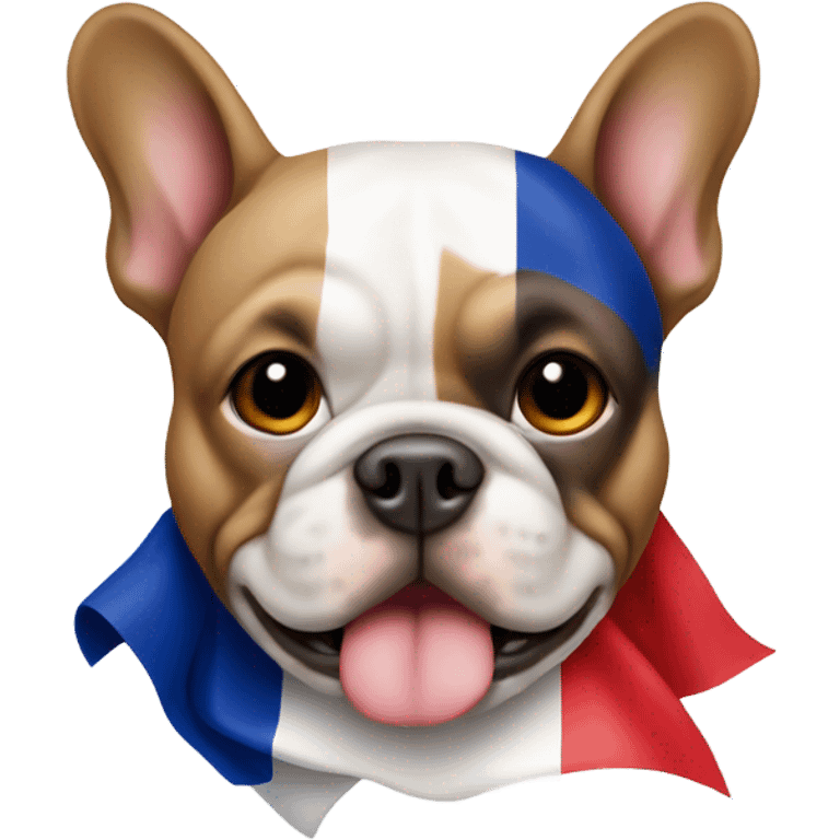 A French bull dog with a French flag emoji