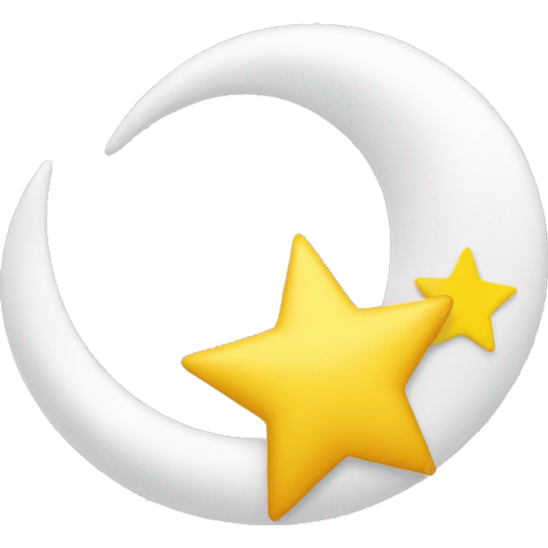 yellow star hanging from end of white crescent moon emoji