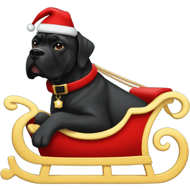 Cane Corso in a sleigh and Santa Claus outfit with JJC monogram. emoji