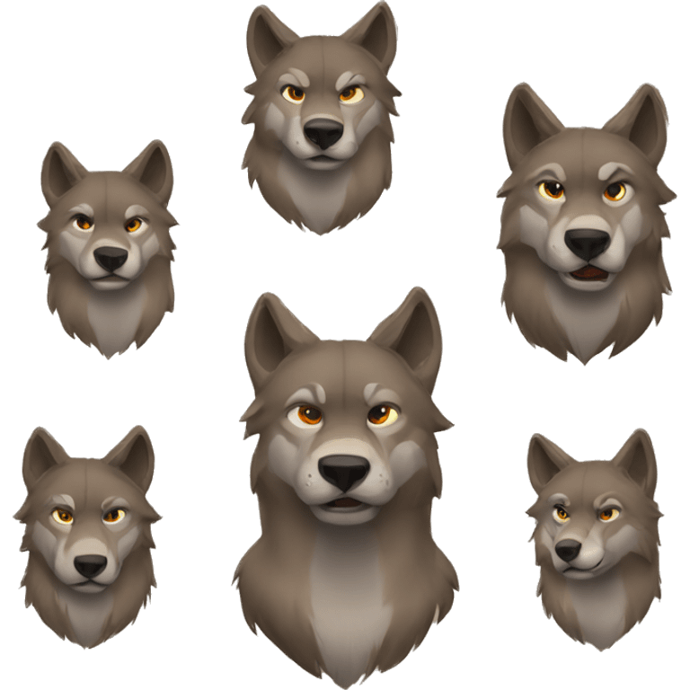 muscular wolf family emoji