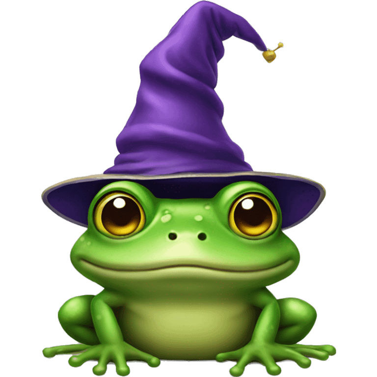 A frog wearing a wizard hat emoji