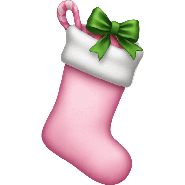  light pink Christmas stocking with bow emoji