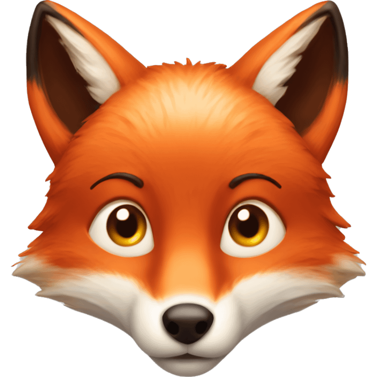 deep lush red fox face with tiny red heart instead of eyes emoji