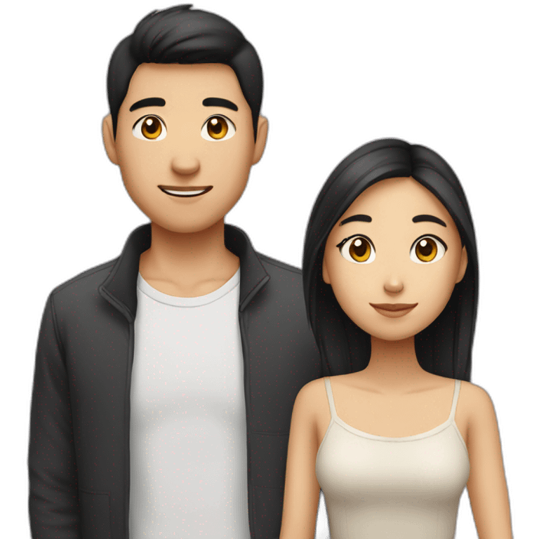 Asian girl with boyfriend emoji