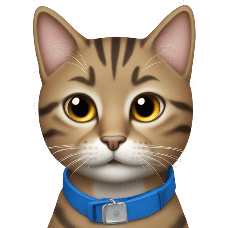 Tabby cat with blue collar  emoji