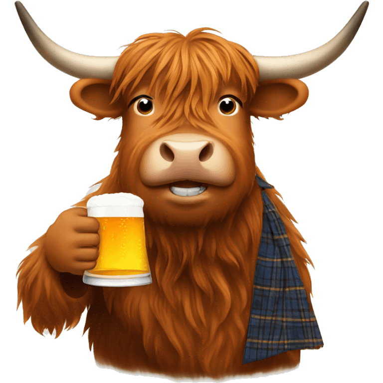 Scottish highland cow drinking beer emoji