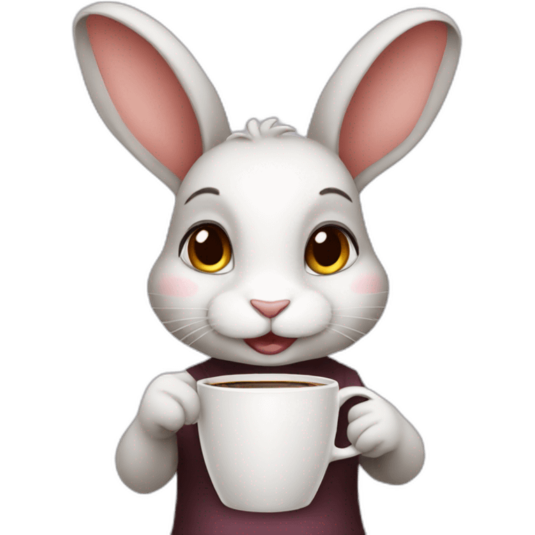 Girly Rabbit drinking coffee emoji