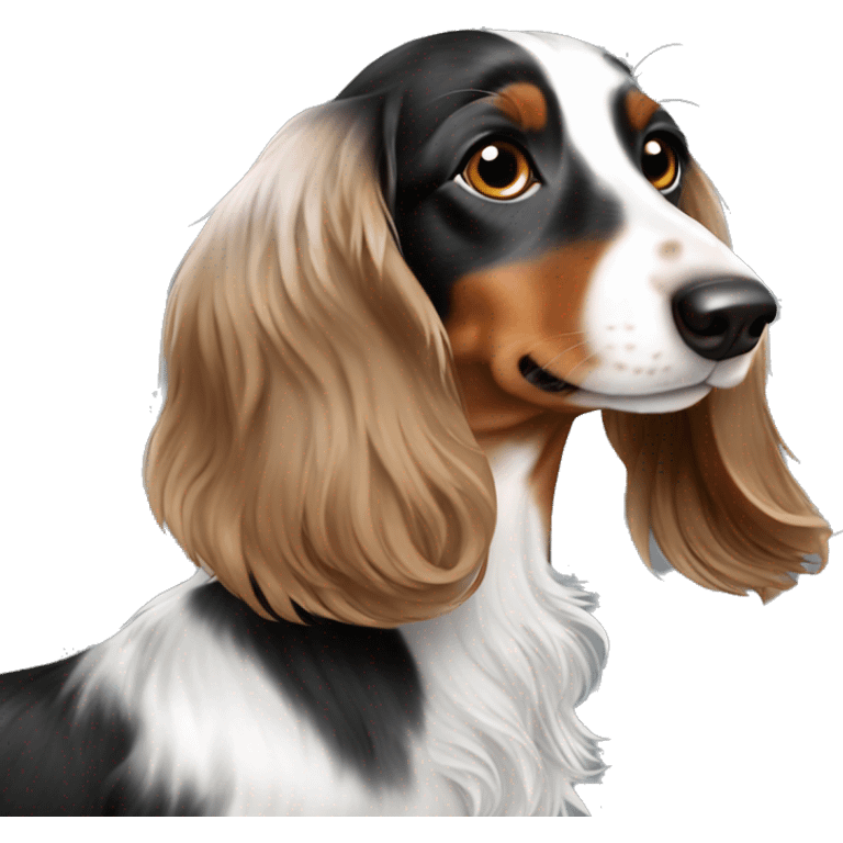 Black & brown Merle long haired Dachshund side  emoji