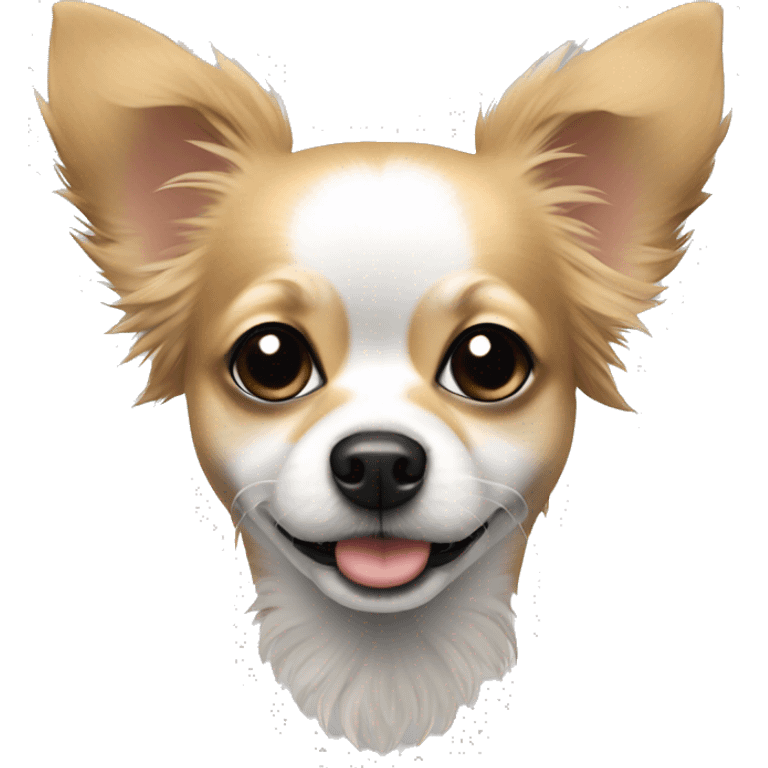 Fluffy chihuahua mix dog black and white emoji