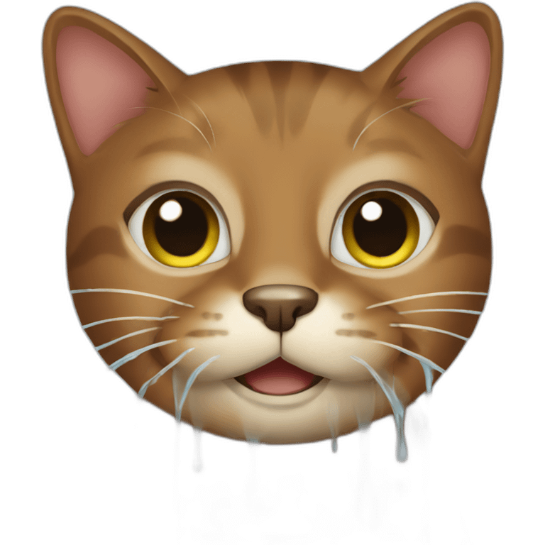 A brown cat having a shower emoji