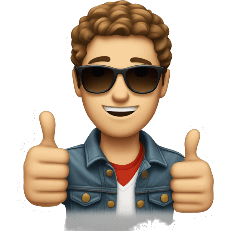 White skinned brown hair Young man with Thumbs up wearing cool sunglasses  emoji