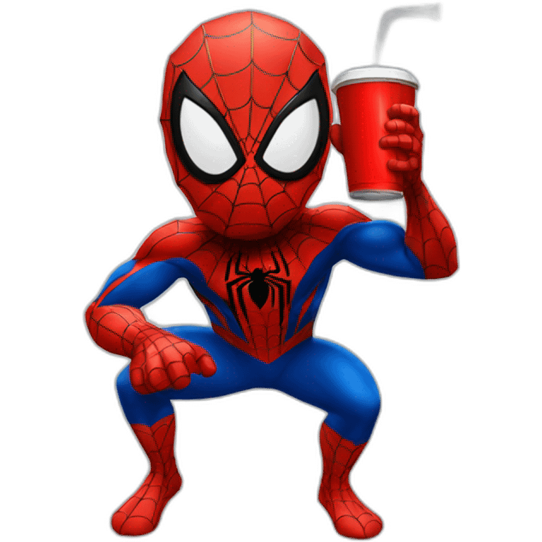 Spiderman drinking coke emoji