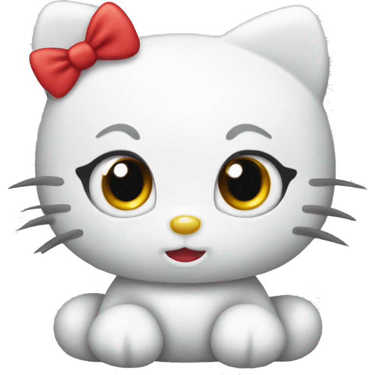 Cute hello kitty with a red bow emoji