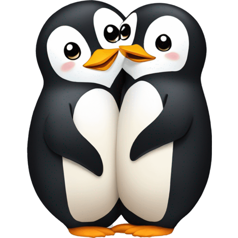 Penguins hugs each other  emoji