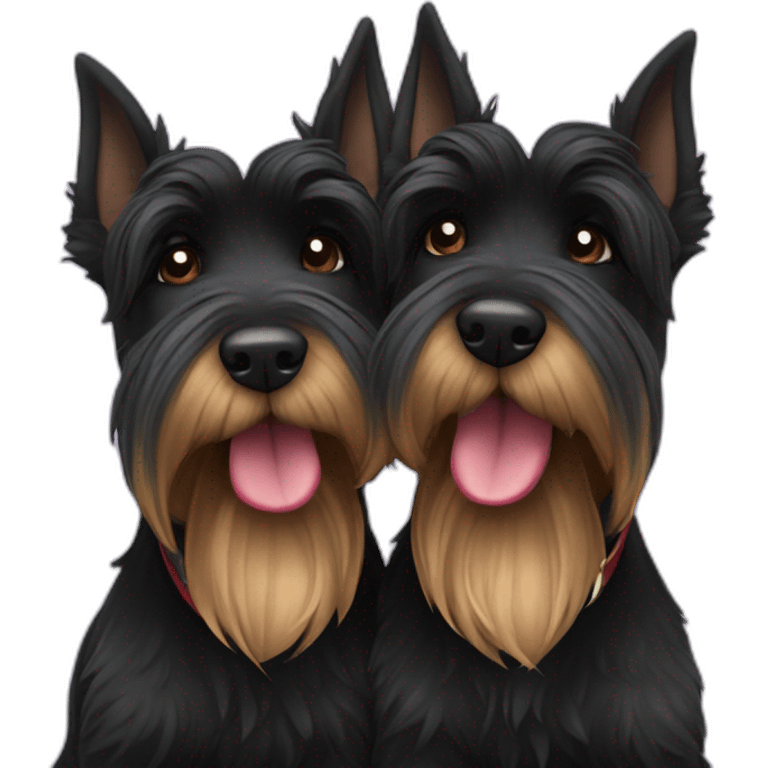 Two black Scottish terrier kissing emoji