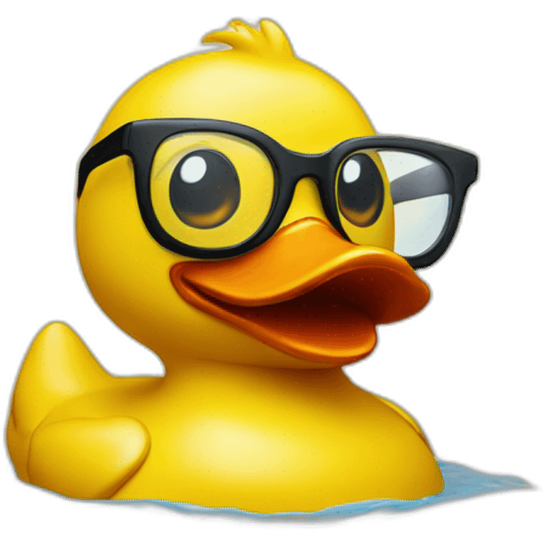 yellow carton rubber duck with glasses emoji