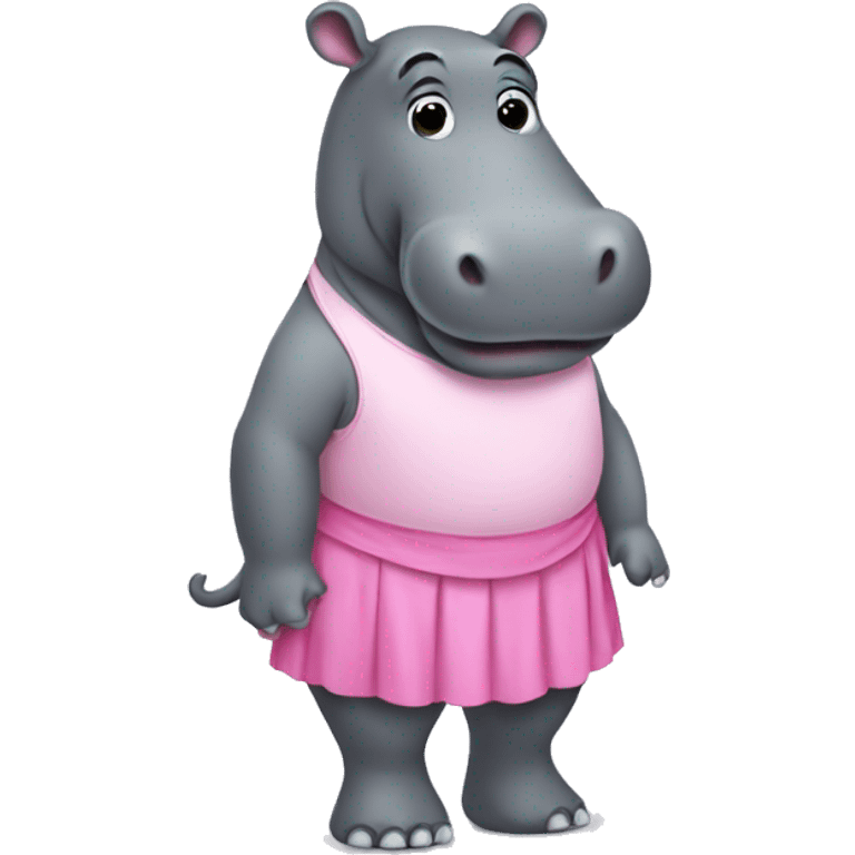 Hippo in pink skirt emoji