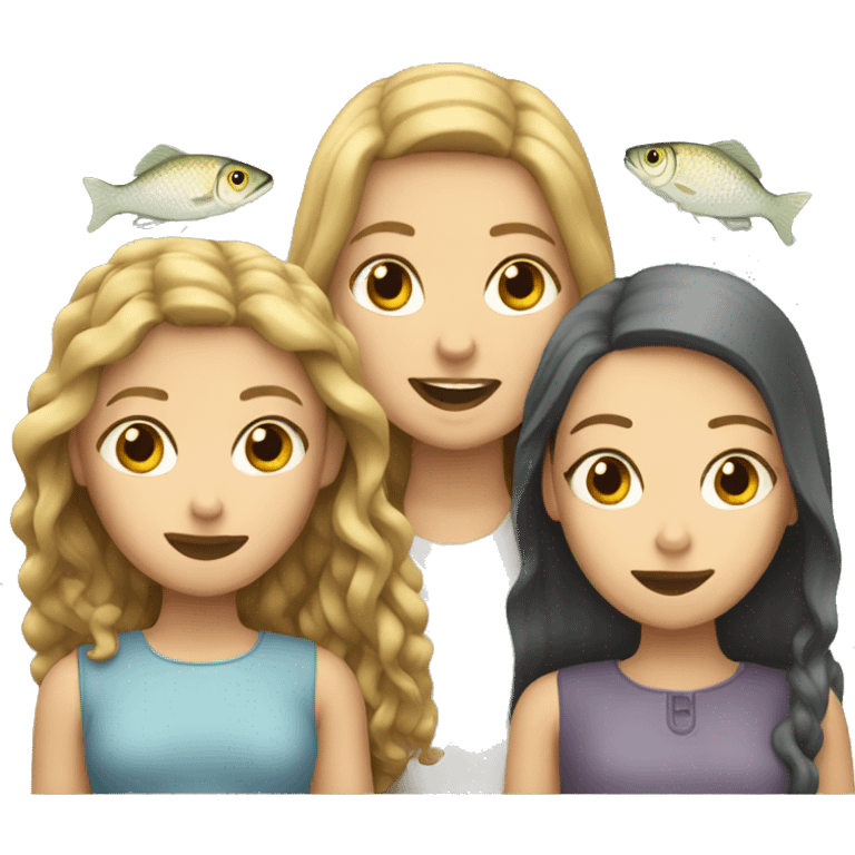 Three white girls with fish emoji