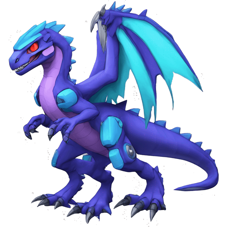  Cool Edgy Purple Blue Digimon-Fakemon-Guilmon-Velociraptor-Dragon-Mecha full body emoji