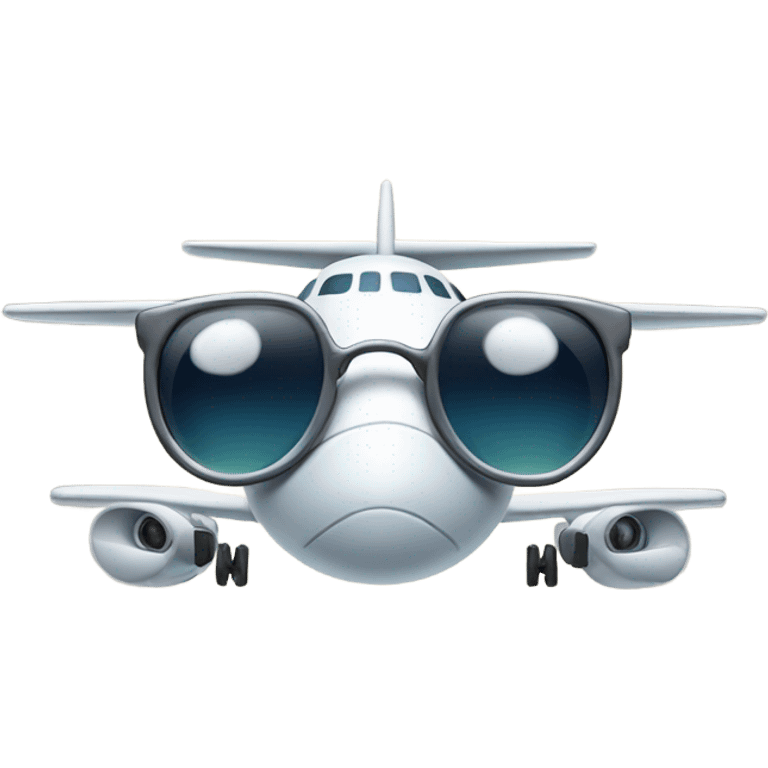 Plane wearing eyeglasses emoji