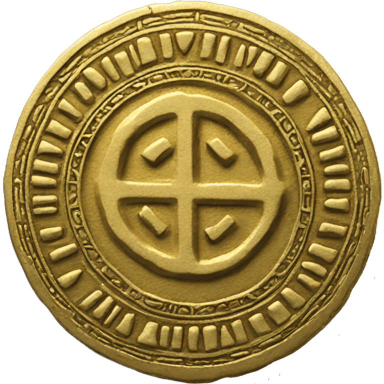 golden theme medieval token with inscription (HI) emoji