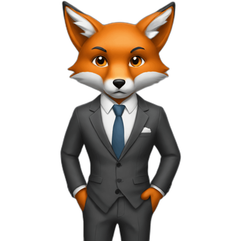 Cool Fox in a suit thinking  emoji