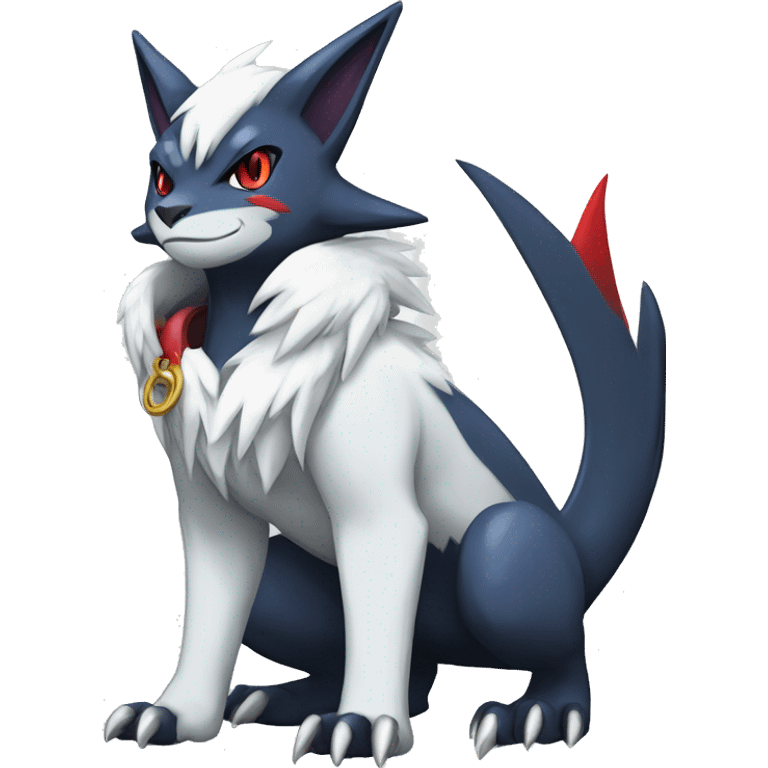 Cool Edgy Nargacuga-Absol-Zangoose-Sneasel-Quilava with a collar on, full body emoji