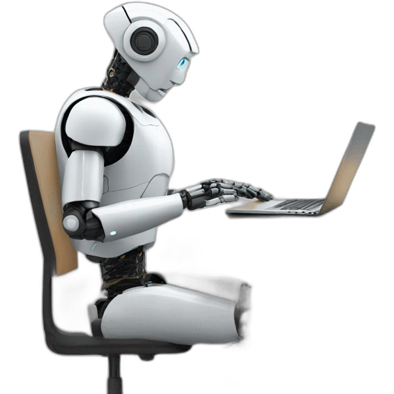 A robot sitting and typing on laptop emoji