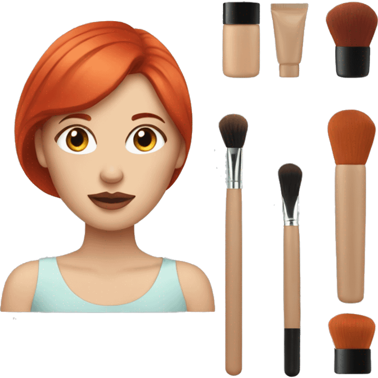 Red head woman doing her makeup emoji