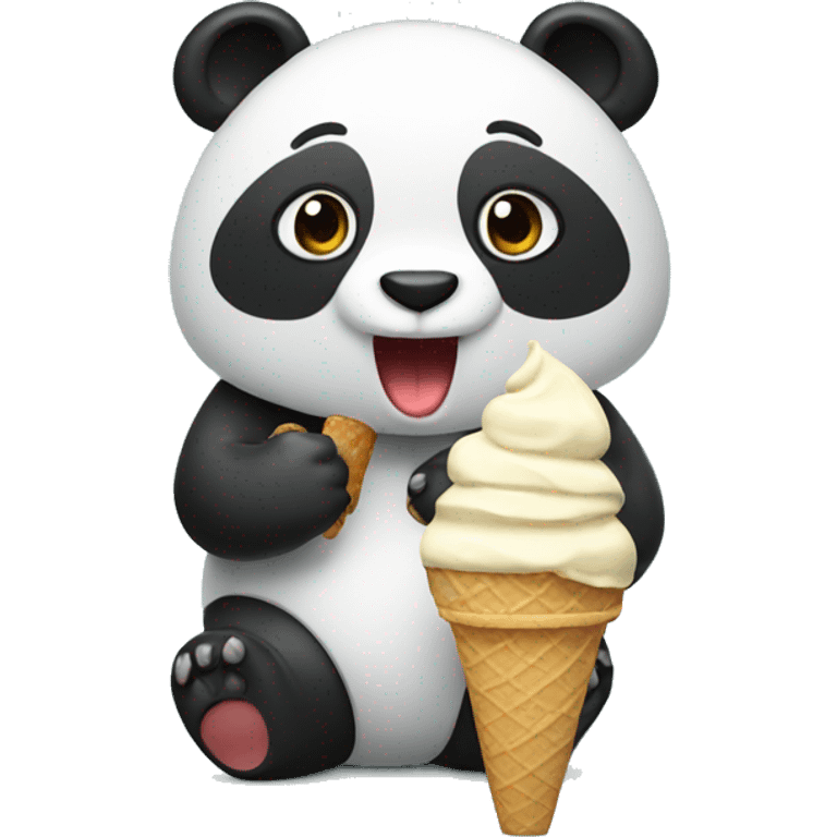 Panda eating ice cream emoji