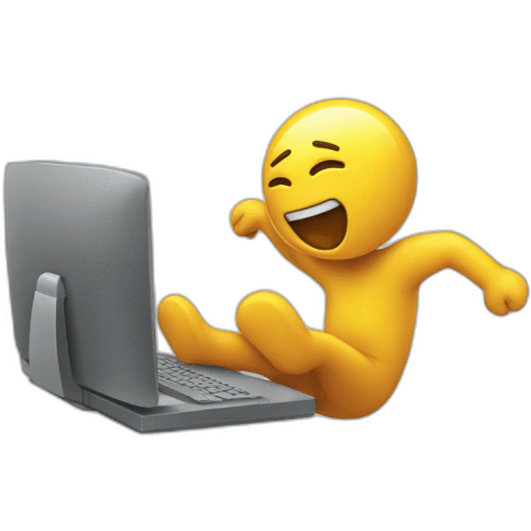 Dizzy person falling over at computer emoji